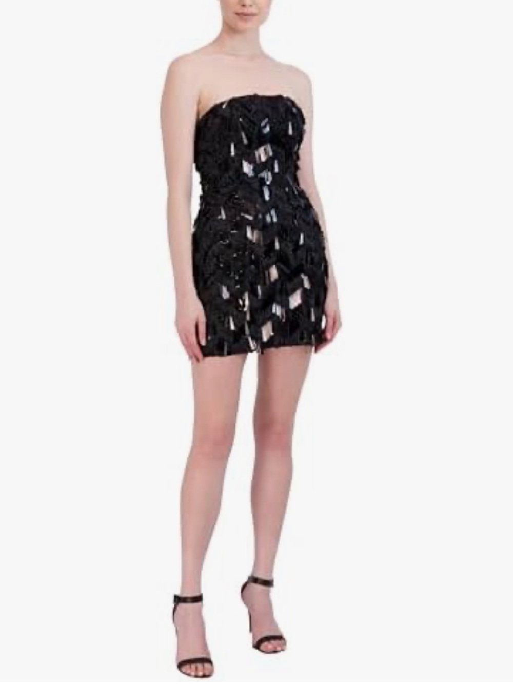 NWT BCBGMaxazaria Strapless Feathered Paillettes Mini Dress 2